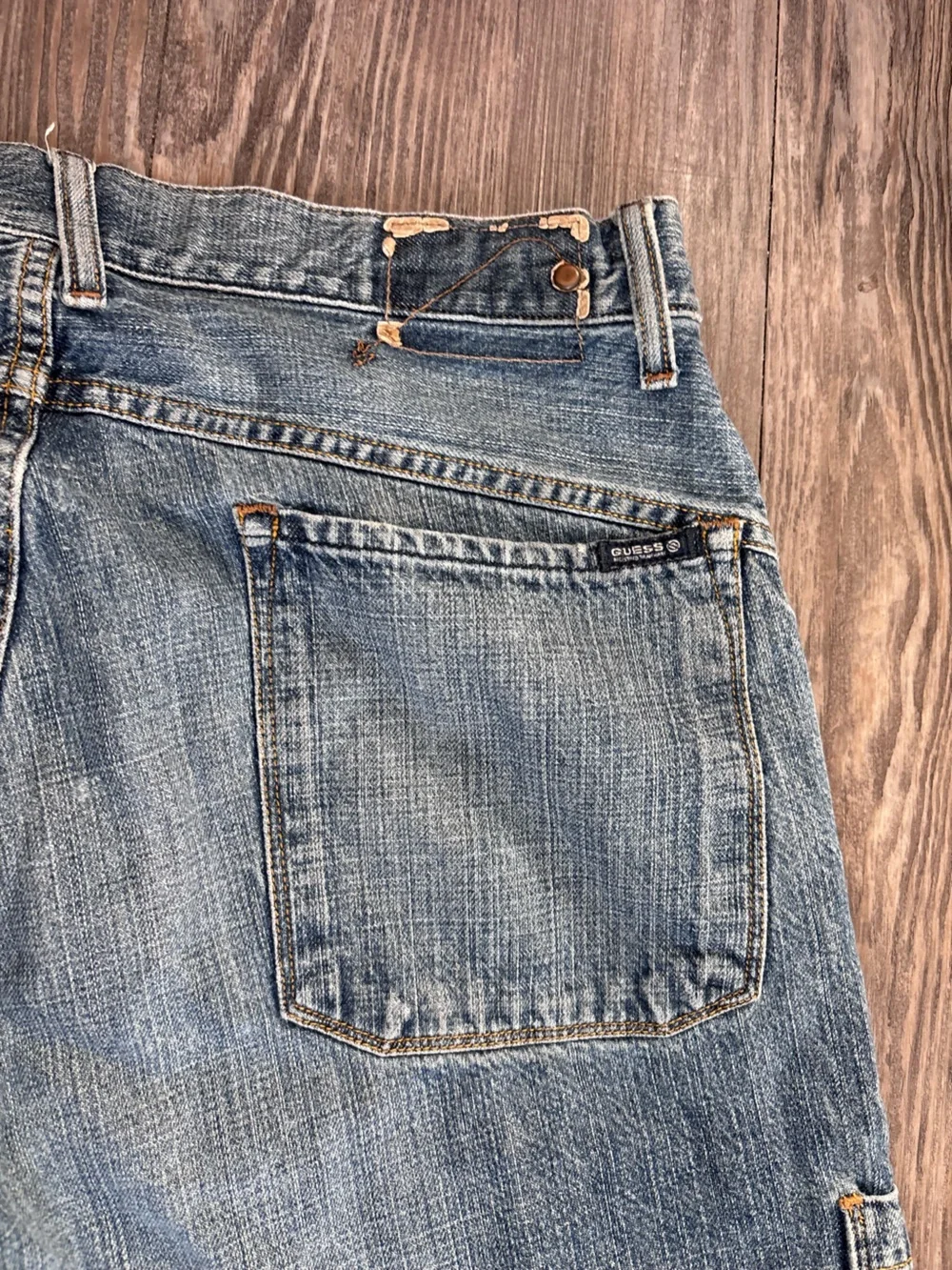 Guess Light Blue Denim Cargo Shorts